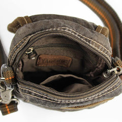 Canvas Black Mens Mini Side Small Messenger Bag Belt Bag Canvas Belt Pouch Waist Bag For Men - iwalletsmen