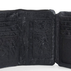 Handmade Leather Mens Cool Long Leather Wallet Zipper Wristlet Clutch Wallet