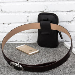 Dark Brown Leather Mens Cool Brown Waist Bag Phone Bag Belt Pouch Belt Bag For Men - iwalletsmen