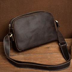 Coffee Cool Leather Side Bag Small Postman Bag Messenger Bag Courier Bag for Men - iwalletsmen