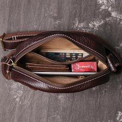 Men's Black Leather Small Messenger Bag Small Side Bag Black Courier Bag For Men - iwalletsmen