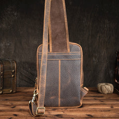 Cool MENS LEATHER CHEST BAGS SLING BAGs ONE SHOULDER BACKPACK FOR MEN - iwalletsmen