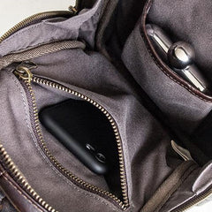 Genuine Leather Mens Cool Chest Bag Sling Bag Crossbody Bag Travel Bag Hiking Bag for men