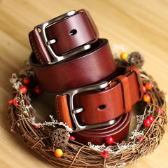 Cool Handmade Buckle Black Leather Mens Belt Dark Brown Leather Belts for Men - iwalletsmen