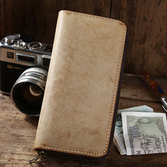 Simple Handmade Mens Red Long Wallet Blue Bifold Long Card Wallet Clutch Zipper Wallet For Men - iwalletsmen