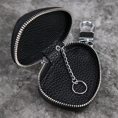 Black Leather Men's Key Wallet Zipper Car Key Case Car Holder For Men - iwalletsmen