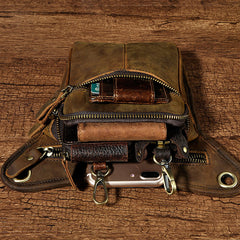 Biker Mens Leather Drop Leg Bag Waist Bag Side Bags Belt Pouch Pack for Men - iwalletsmen