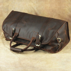 Vintage Leather Men's Coffee Overnight Bag Large Weekender Bag Travel Bag For Men - iwalletsmen