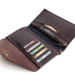 Genuine Leather Jean Mens Cool Long Leather Wallet Men Cards Wallets Bifold for Men