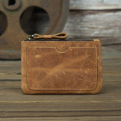 Vintage Small Slim Wallet Leather Men's Wallet Black Front Pocket Wallet Coin Holder Card Holder For Men - iwalletsmen