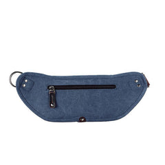 Navy Blue Canvas Leather Fanny Pack Women's Small Khaki Canvas Chest Bag Sling Hip Bag Waist Bag For Men - iwalletsmen
