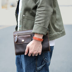 Cool Business Leather Mens Small Messenger Bag Wristlet Bag Side Bag Purse Clutch For Men - iwalletsmen