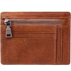 Ultra Thin Leather Mens Front Pocket Wallet Slim billfold Wallet License Small Wallet For Men - iwalletsmen
