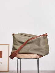 Canvas Cool Mens Green Side Bags Canvas Leather Messenger Bags Canvas Travel Courier Bag for Men - iwalletsmen