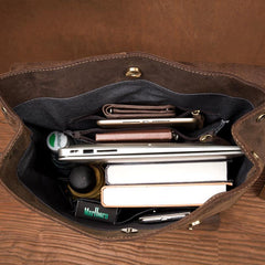 Casual Brown Mens Leather 15-inch Large Backpack Travel Backpacks Computer Backpacks for men - iwalletsmen