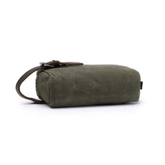 Cool Waxed Canvas Leather Mens Zipper Wristlet Bag Vintage Clutch Zipper Bag for Men - iwalletsmen