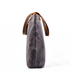 Cool Canvas Leather Mens Large Gray Canvas Handbags Tote Bag Shoulder Bag Tote Purse For Men - iwalletsmen