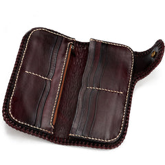 Handmade Leather Black&White Mens Chain Biker Wallet Cool Leather Wallet With Chain Wallets for Men