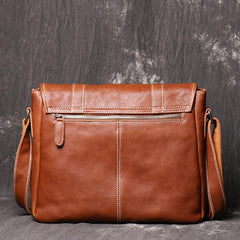 Dark Coffee Cool Leather 12 inches Small Satchel Messenger Bag Side Bag Brown Courier Bag For Men - iwalletsmen