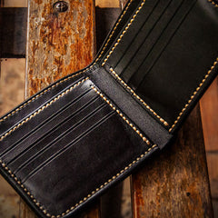 Handmade Leather Chinese Black&White Tooled Mens billfold Wallet Cool Leather Wallet Slim Wallet for Men