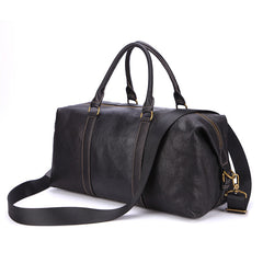 Fashion Black Leather Men's Weekender Bag Travel Bag Black Overnight Bag For Men - iwalletsmen