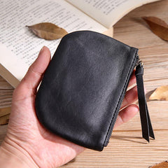 Black Leather Mens Card Wallets Cool Small Zipper Change Wallet Coin Purse For Men - iwalletsmen