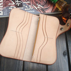 Handmade Leather Biker Wallet Tooled Floral Mens Cool Chain Wallet Trucker Wallet with Chain