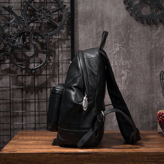 Cool Mens Black Leather School Backpack Travel Backpack Leather Hiking Backpack for Men - iwalletsmen