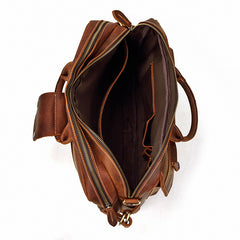 Vintage Leather Briefcase Handbag 14inch Laptop Bag Business Bag Shoulder Bags For Men - iwalletsmen