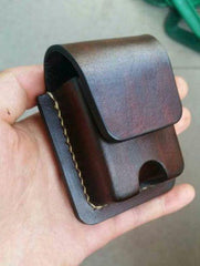 Handmade Leather Classic Zippo Lighter Case Coffee Standard Zippo Lighter Holder Pouch For Men - iwalletsmen