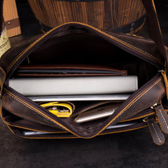 Casual Coffee Leather 10 inches Small Courier Bag Messenger Bags Postman Bags for Men - iwalletsmen