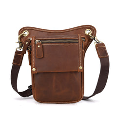 Cool Leather Men's Belt Pouch Waist Bag Small Side Bag Drop Leg Bag For Men - iwalletsmen
