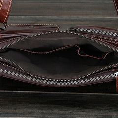 Cool Small Coffee Leather Mens Messenger Bag Shoulder Bag for Men - iwalletsmen