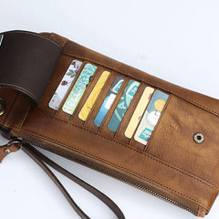 Handmade Mens Cool Long Leather Chain Wallet Cards Biker Trucker Wristlet Wallet - iwalletsmen