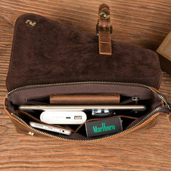 Brown Vintage Mens long Wallet Large Wristlet Wallet Cool Clutch Wallet Envelope Wallet for Men - iwalletsmen