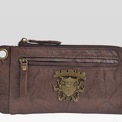 Handmade Mens Cool Long Leather Chain Wallet Cards Biker Trucker Wristlet Wallet - iwalletsmen