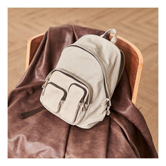 Cool Red Canvas Leather Mens Womens Backpack Canvas Brown Travel Canvas Backpack School Backpack for Women - iwalletsmen