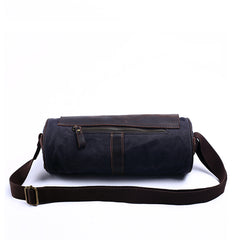 Gray Canvas Leather Mens Green Barrel Postman Bag Bucket Messenger Bag Side Bag For Men - iwalletsmen