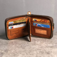 Genuine Leather Mens Cool billfold Leather Wallet Men Small Wallets Bifold for Men