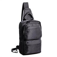 Cool Black Nylon Men's Sling Bag Chest Bag Nylon One shoulder Backpack Sling Pack For Men - iwalletsmen