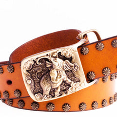 Handmade Genuine Leather Punk Rock Elephant Mens Cool Men Biker Trucker Leather Belt