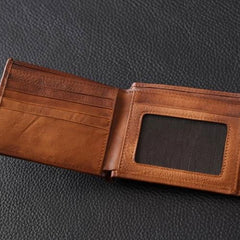 Handmade Mens Cool billfold Leather Wallet Men Small Slim Wallets Bifold for Men - iwalletsmen