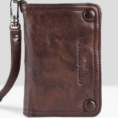 Genuine Leather Mens Chain Biker Wallet Cool Leather Wallet Small Wallets for Men - iwalletsmen