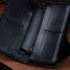 Handmade Leather Horse Mens Chain Biker Wallet Cool Leather Wallet With Chain Wallets for Men