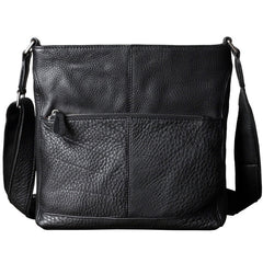 Genuine Leather Mens Cool Messenger Bag Shoulder Bag Chest Bag Bike Bag Cycling Bag for men