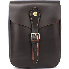 Dark Brown Vintage Leather Mens Small Messenger Bag Waist Bag Belt Pouch Bag For Men - iwalletsmen