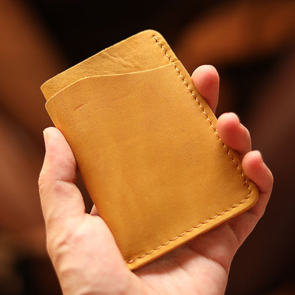 Handmade Dark Brown Leather Mens Card Holder Tan Card Holder Small Card Case For Men - iwalletsmen