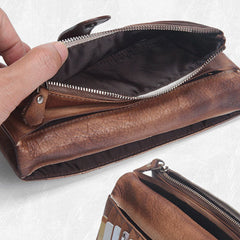 Handmade Leather Mens Cool Long Leather Wallet Bifold Clutch Wallet for Men - iwalletsmen