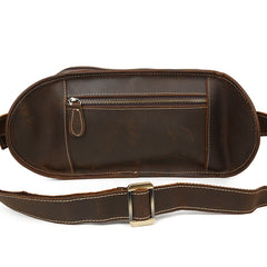 Vintage Large Brown Leather Men's Fanny Pack Brown Waist Bag Hip Pack For Men - iwalletsmen