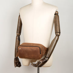 Vintage Brown Mens Leather Fanny Pack Waist Bag Leather Hip Pack Belt Bags Bumbag for Men - iwalletsmen